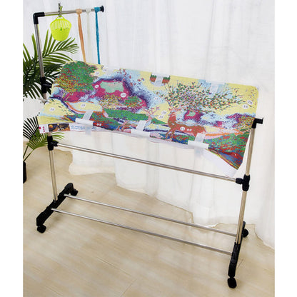 ELUKHT Adjustable Embroidery Stand, 360°Rotated Needlework Floor Frame, Standing Embroidery Lap Table, Cross Stitch Craft Stand for Art Craft Sewing Holder