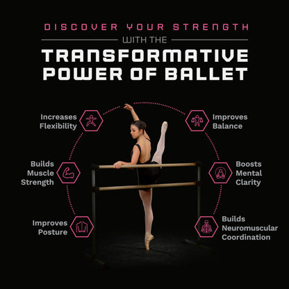 VITA Barre Portable Freestanding Double Ballet Barre, Prodigy, 8 Ft Bars, Light Pink | Adjustable Height, USA Made, Home or Gym Exercise Equipment for Kids & Adults | Dance, Fitness, Pilates