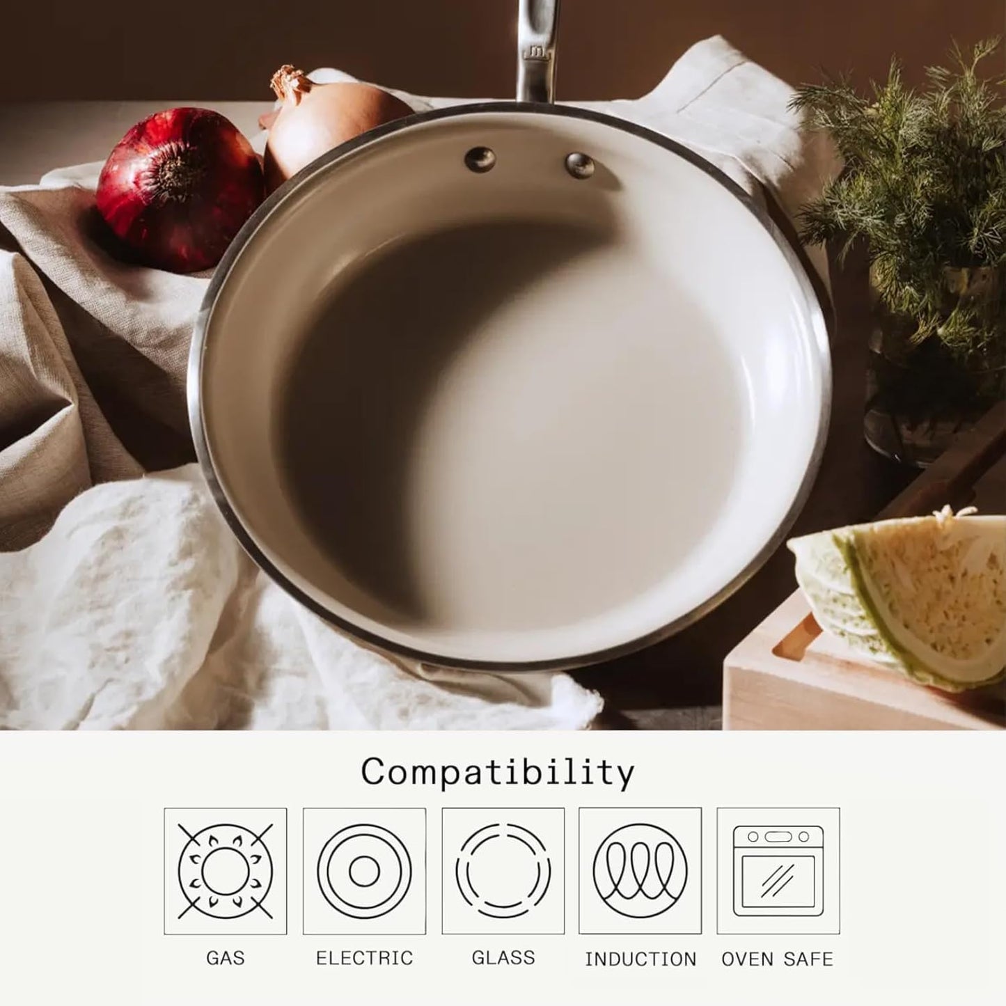 Made In Cookware - 8" Ceramic Non Stick Frying Pan (Discontinued CeramiClad 1.0) - 5-Ply Stainless Clad with Stay-Cool Handle - Professional Cookware - Crafted in USA - Induction Compatible