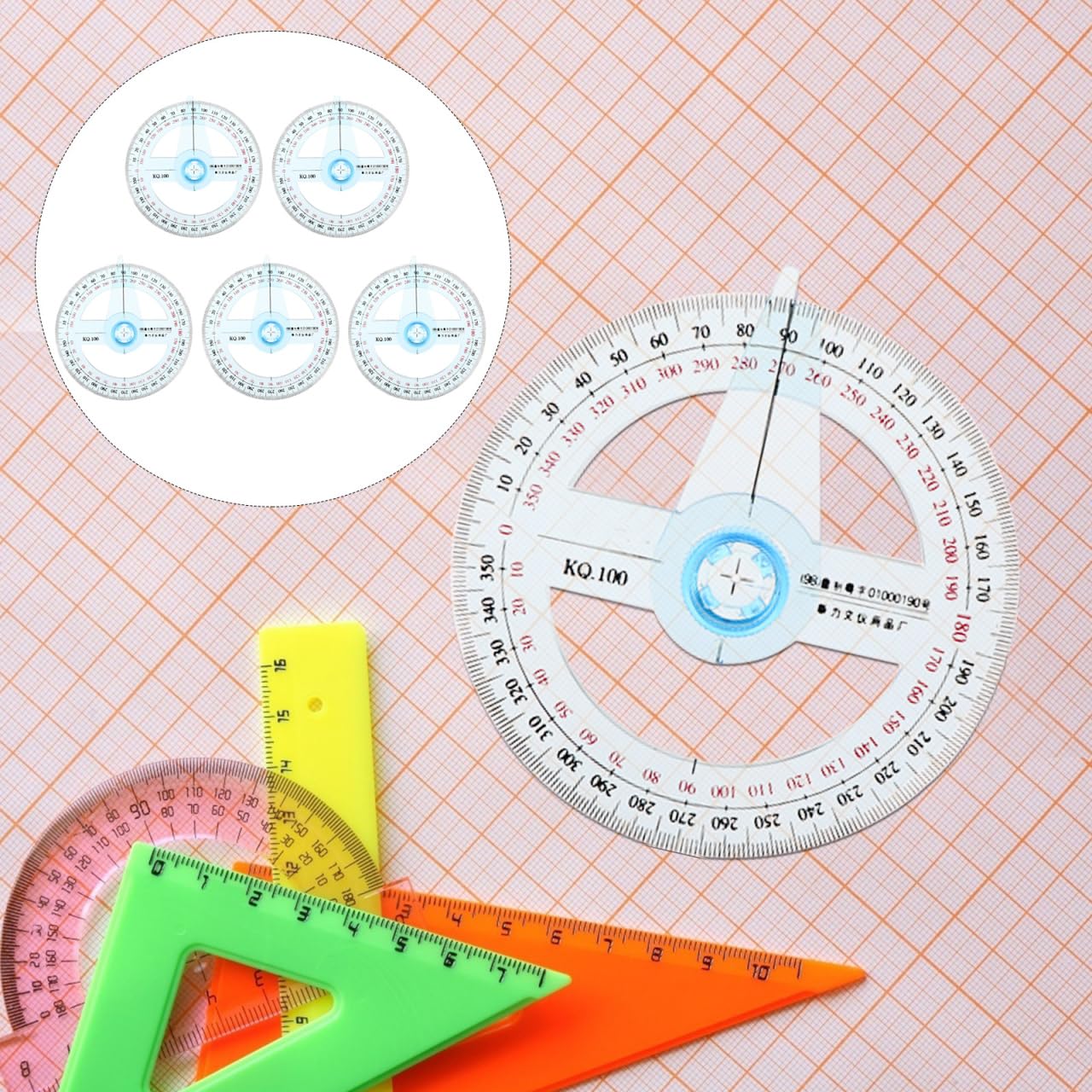 iplusmile 10 Pcs 360 Degree Circle Protractor with Swing Arm 4 Inch Plastic Angle Finder Measuring Ruler for School Geometry Drafting and Woodworking Classroom Bulk Sky Blue
