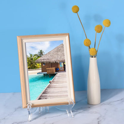 uxcell 4pcs 4.3" Easel Plate Holder, Plastic Folding Display Stand Clear for Decorative Picture Frame