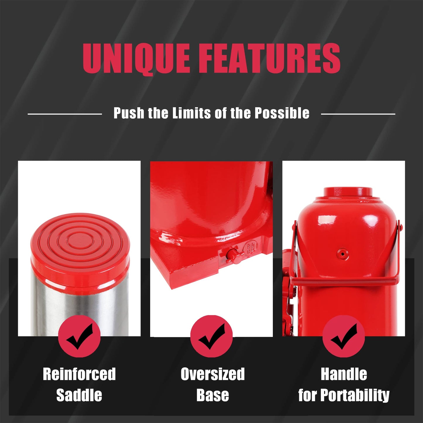 BIG RED 50 Ton (100,000 LBs) Capacity Hydraulic Welded Ultra Duty Bottle Jack, T95007