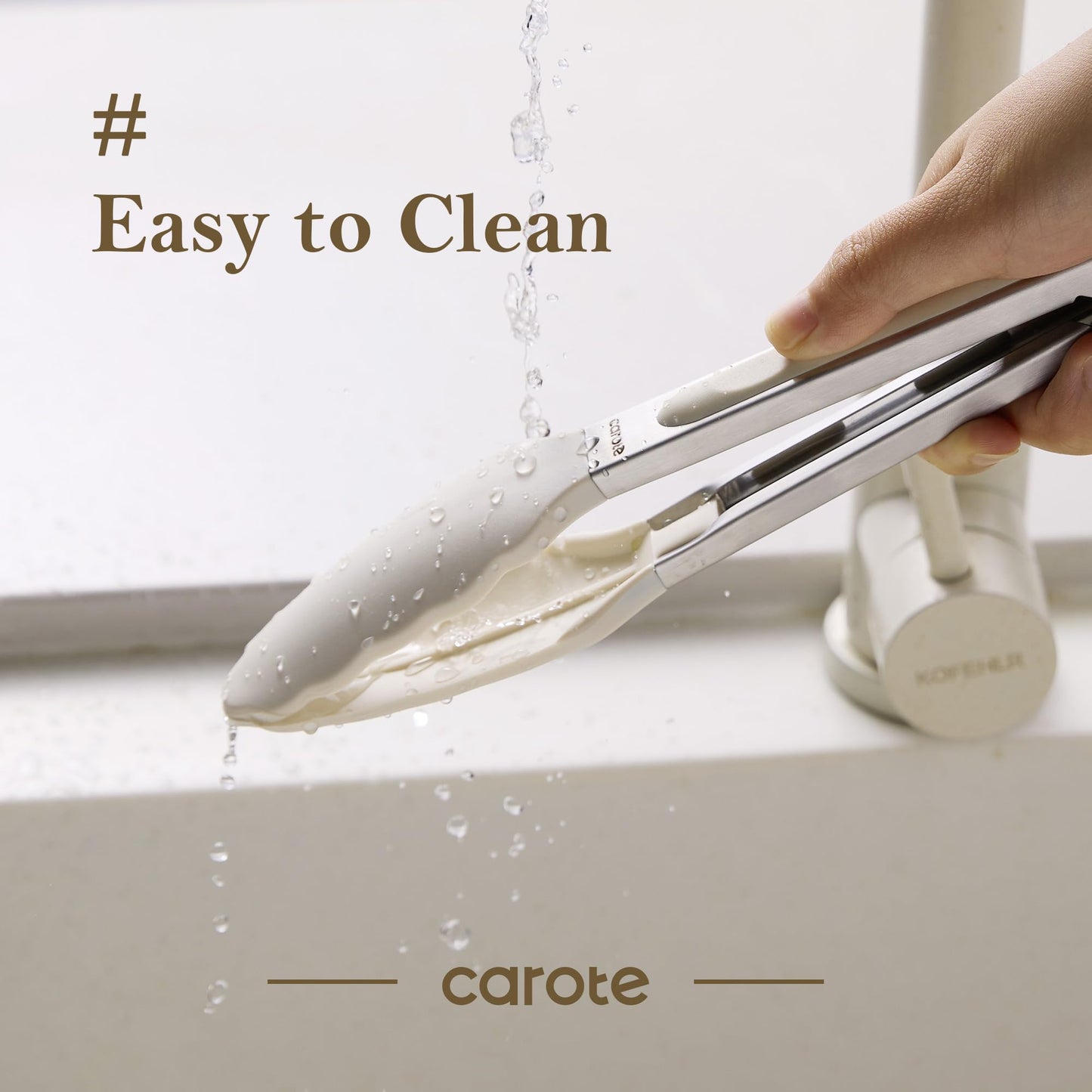 CAROTE Tongs for Cooking Heat Resistant Stainless Steel Kitchen Tongs with Non Scratch Silicone Tips, Perfect for Nonstick Cookware, BBQ Tongs Set of 3 (7"+9"+12")