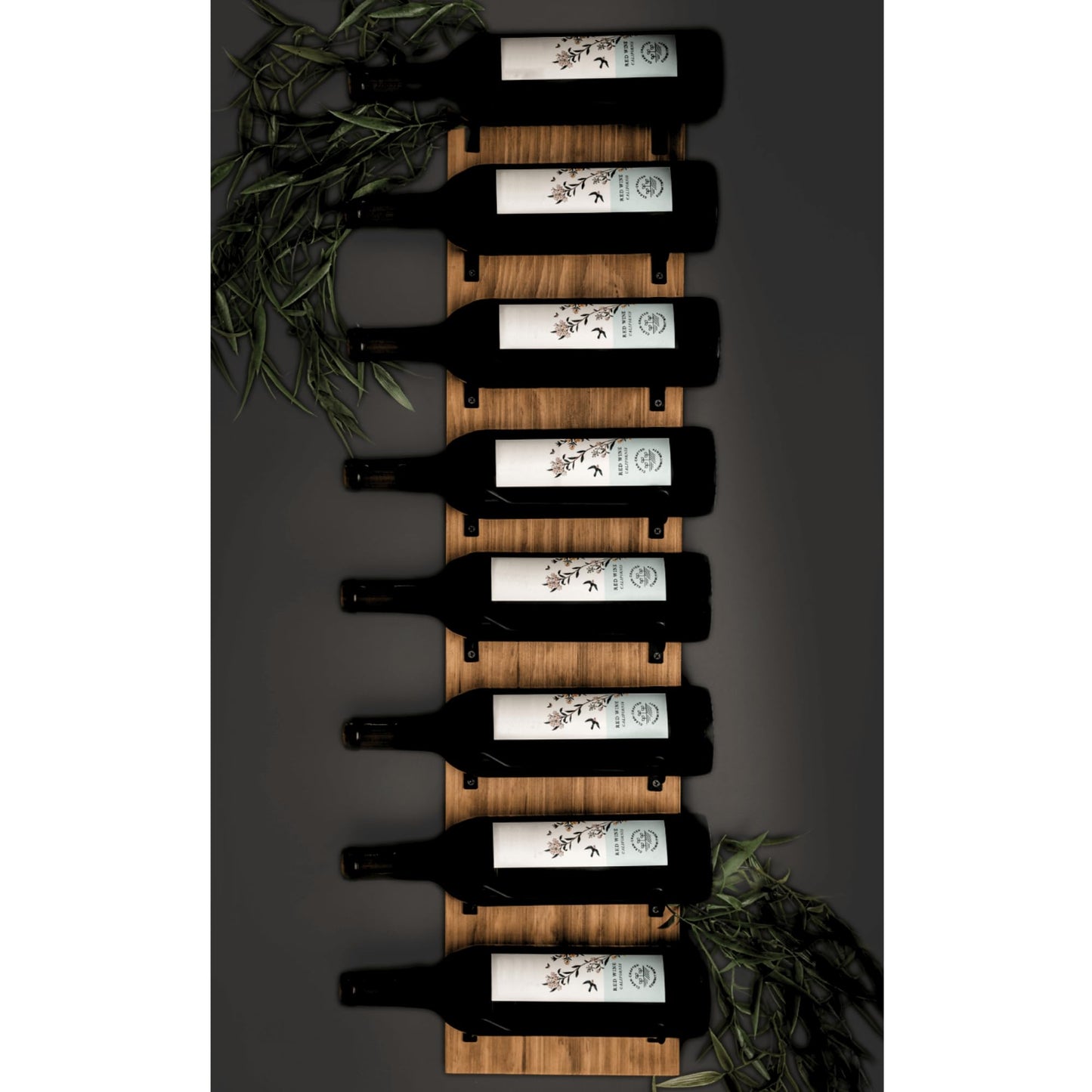 Blue River Goods Wine Rack Wall Mounted | Wooden Wall Wine Rack with 8 Bottle Storage and Matte Black Brackets | Wine Wall Rack with Rustic Finish | Perfect for Small Spaces