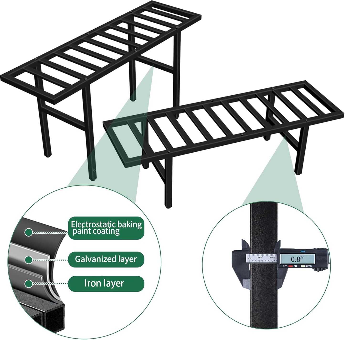 LLAXERGU 2-Tier Plant Stand Indoor Outdoor, Heavy Duty Iron Pedestal Stands Metal Plant Stand for Indoor Outdoor