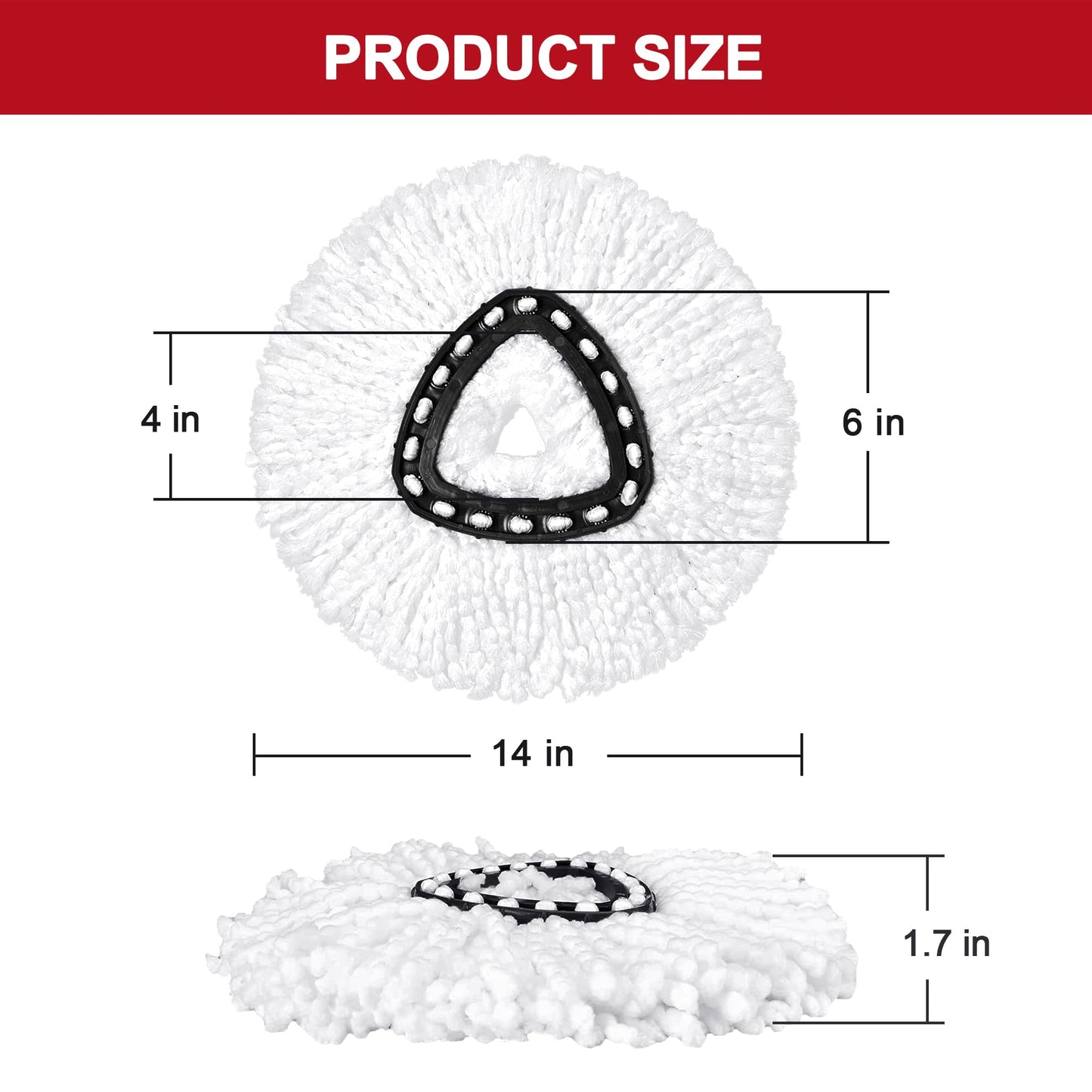 Mop Replacement Heads for O-Ceda Mop Replace Head EasyWrin Spin Mop Heads Replacements, Microfiber Spin Mop Refills, Easy Cleaning Mop Head Replacement (White-3 Mop Heads)