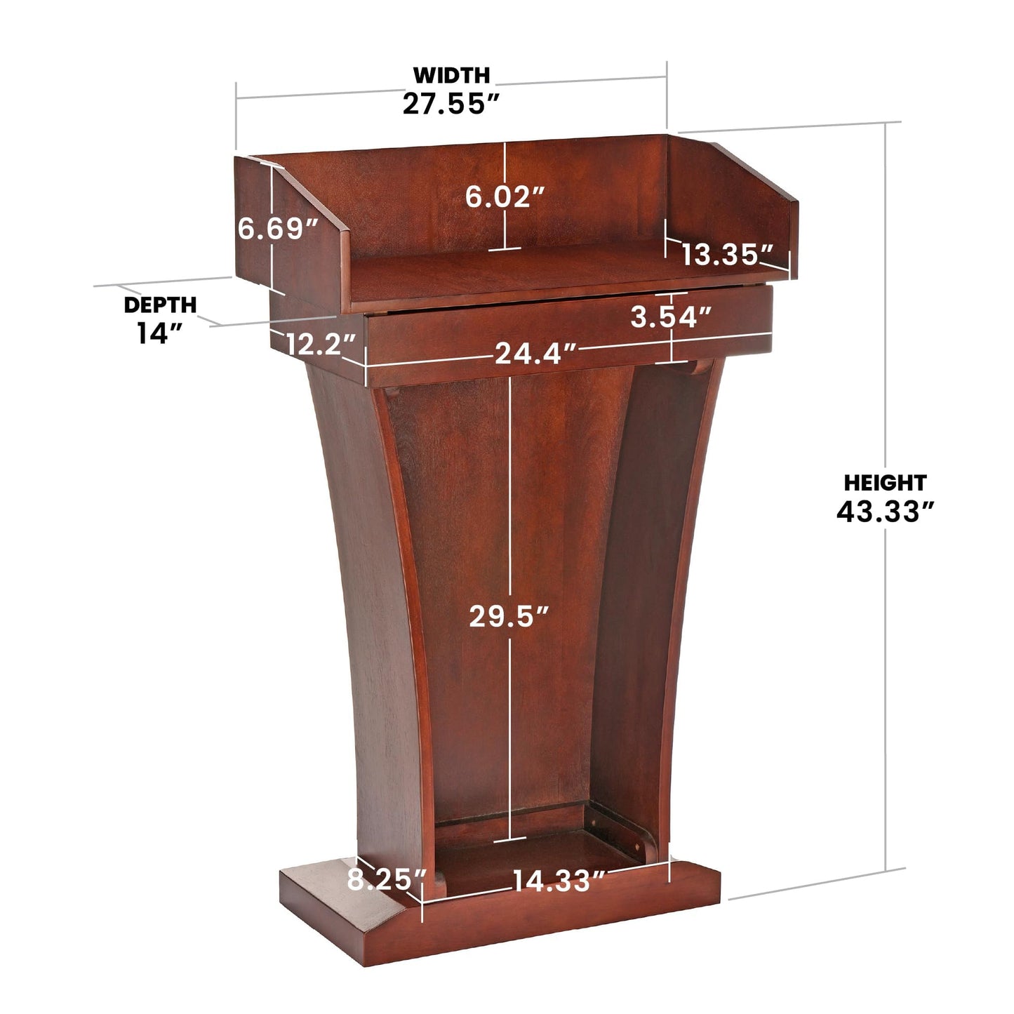AdirOffice Church Pulpit, Wooden Podium - Height 43.33" Pulpits for Churches with Spacious Drawer (Mahogany)
