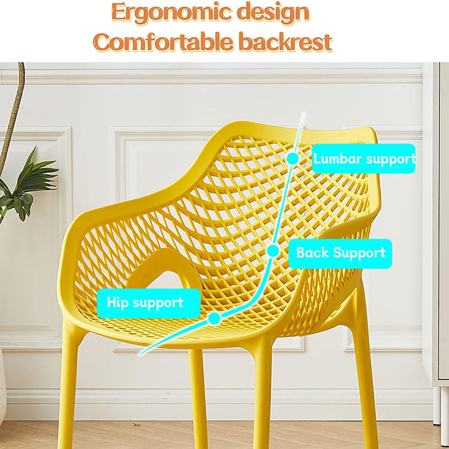 BK&MF Portable Indoor Stackable Dining Chairs Set of 4,Plastic Kitchen Chairs Lightweight Commercial Event Chair Oversize for Wedding Party Picnic,D,53x82cm(21x32inch)