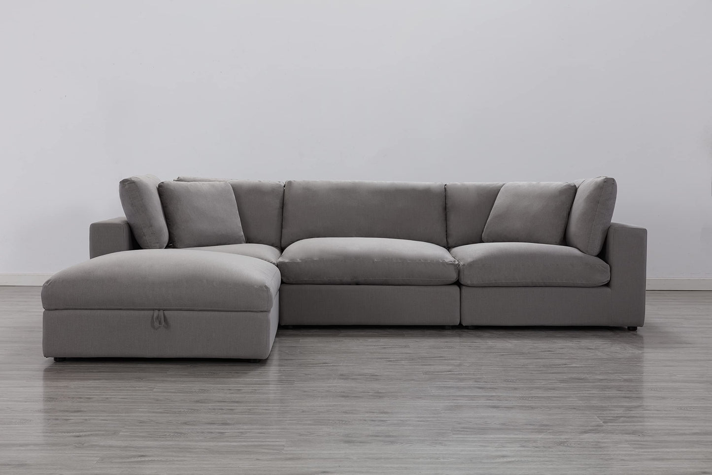 Roundhill Furniture Rivas Contemporary Feather Fill 4-Piece Modular Sectional Sofa, Graphite