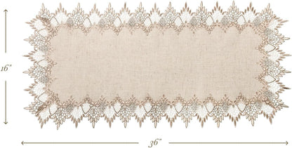 36 Inches 16 36 Inch) Phantomon Neutral Linen Table Runner Beige Embroidered Runner Lace Centerpiece for Dresser Tops