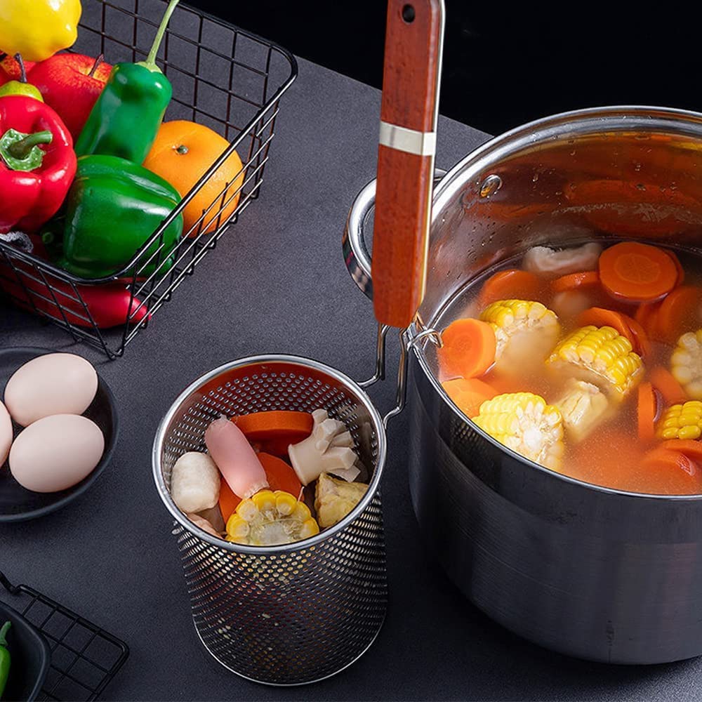 TENTA KITCHEN 2 Pieces Micro-Perforated Stainless Steel Pasta Strainer With handle,Food Dumpling Noodle Strainer,Straining Noodles Pasta Basket (Dia 4.7inch,12cm)