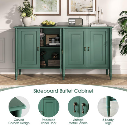 JOINICE 59" Sideboard Buffet Cabinet with Storage,Vintage Credenza with Adjustable Shelves & Solid Wood Legs,Accent Cabinet for Living Room,Dining Room,Kitchen,Bar,Entryway,Hallway,TV Console,Green
