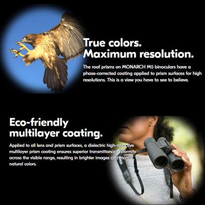 Nikon Monarch M5 8x42 (16767) Black Binoculars Bundle with Lens Pen and Lens Cloth, Compact Binoculars for Adults for Hunting, Bird Watching, and Hiking Essentials, Zoom Lightweight Travel