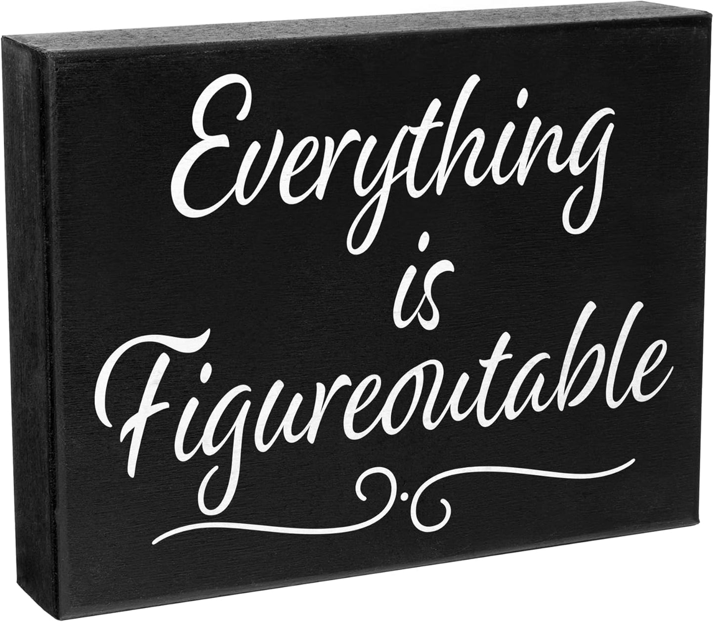 JennyGems Everything is Figureoutable Wooden Sign, Inspirational Home Office Desk Decor & Uplifting Gift, 8x6