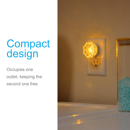 GE SleepLite Jewel LED Night Light, Plug-in, Always on, Amber, UL-Certified, Energy Efficient, Ideal Nightlight for Bedroom, Bathroom, Nursery, Hallway, Kitchen, 11286, 2 Pack