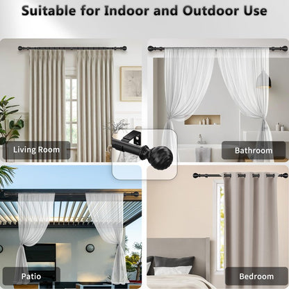 Curtain Rod for Sliding Glass Door, 34-93 Inch Adjustable 1 Inch Heavy Duty Drapery Rod, Window Treatment Rod for Bedroom, Living Room and Indoor Outdoor Use, Matte Black