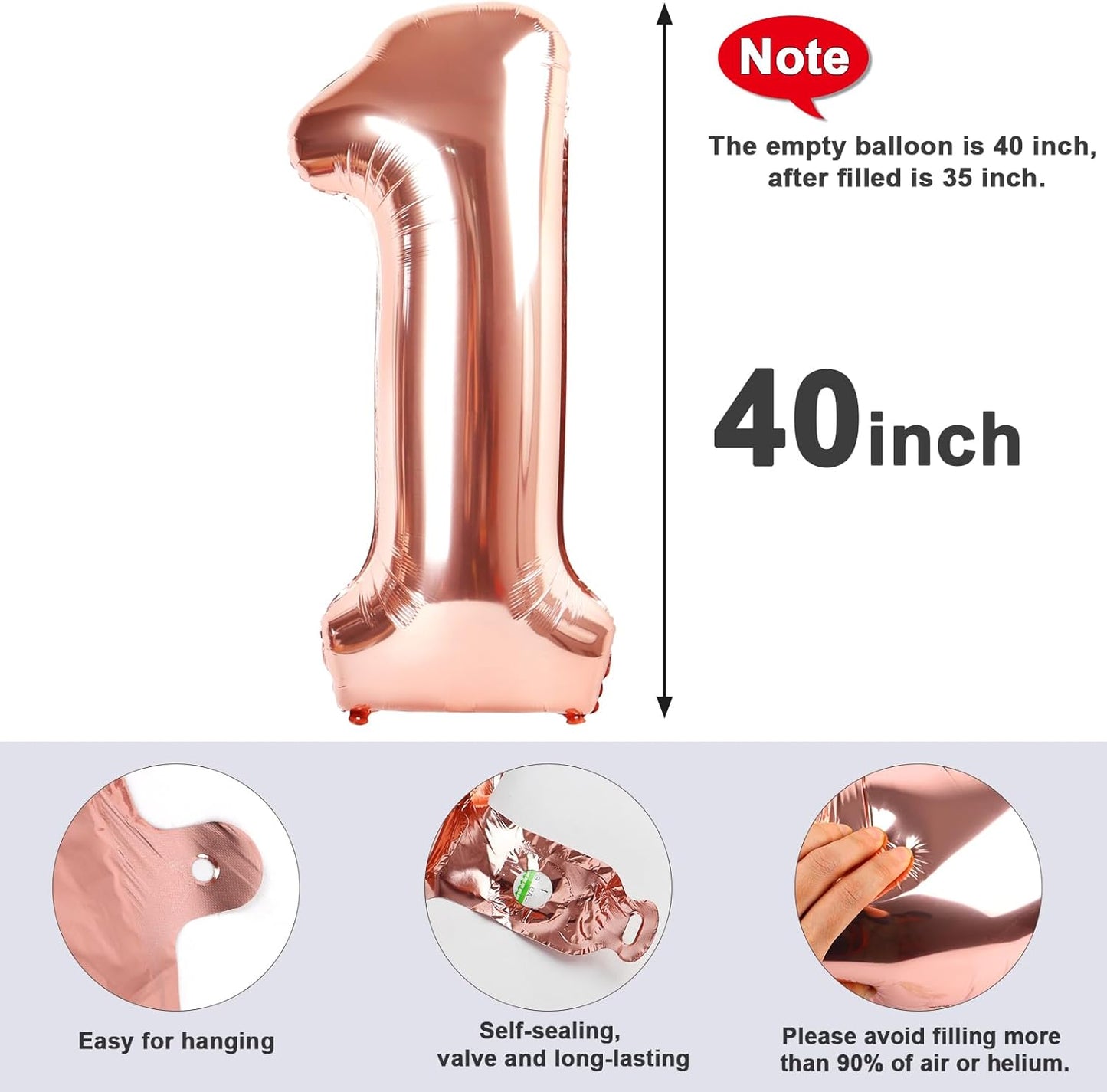 Rose Gold Foil Balloon Numbers by [Brand Name] - 40 Inch Sweet 16 Decorations for Birthdays & Events