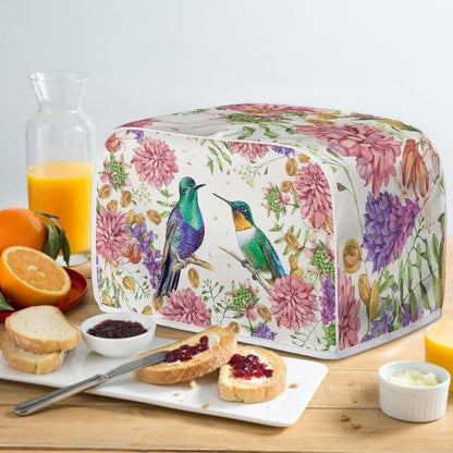 Belidome Hummingbird Pink Flower Toaster Dust Cover - 4 Slice Kitchen Appliance Protector
