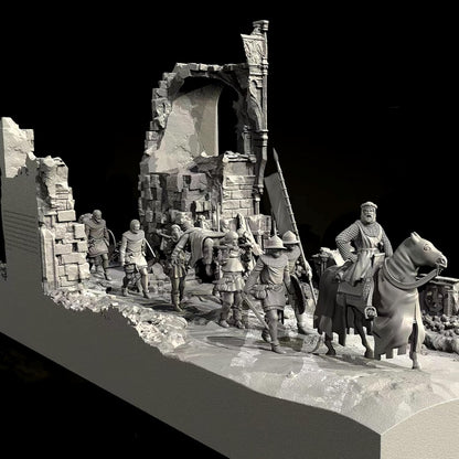 TRUEGRIS 1/35 Medieval Knight Warrior Resin Model Kit Unpainted and Unassembled Resin Soldier Model (with Base) //l7b8J1