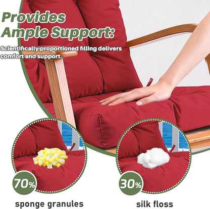 QemoraHome Set Rocking Chair Cushion Waterproof Weather Resistant Tufted with Ties, Non-Slip High Back Chair Pads