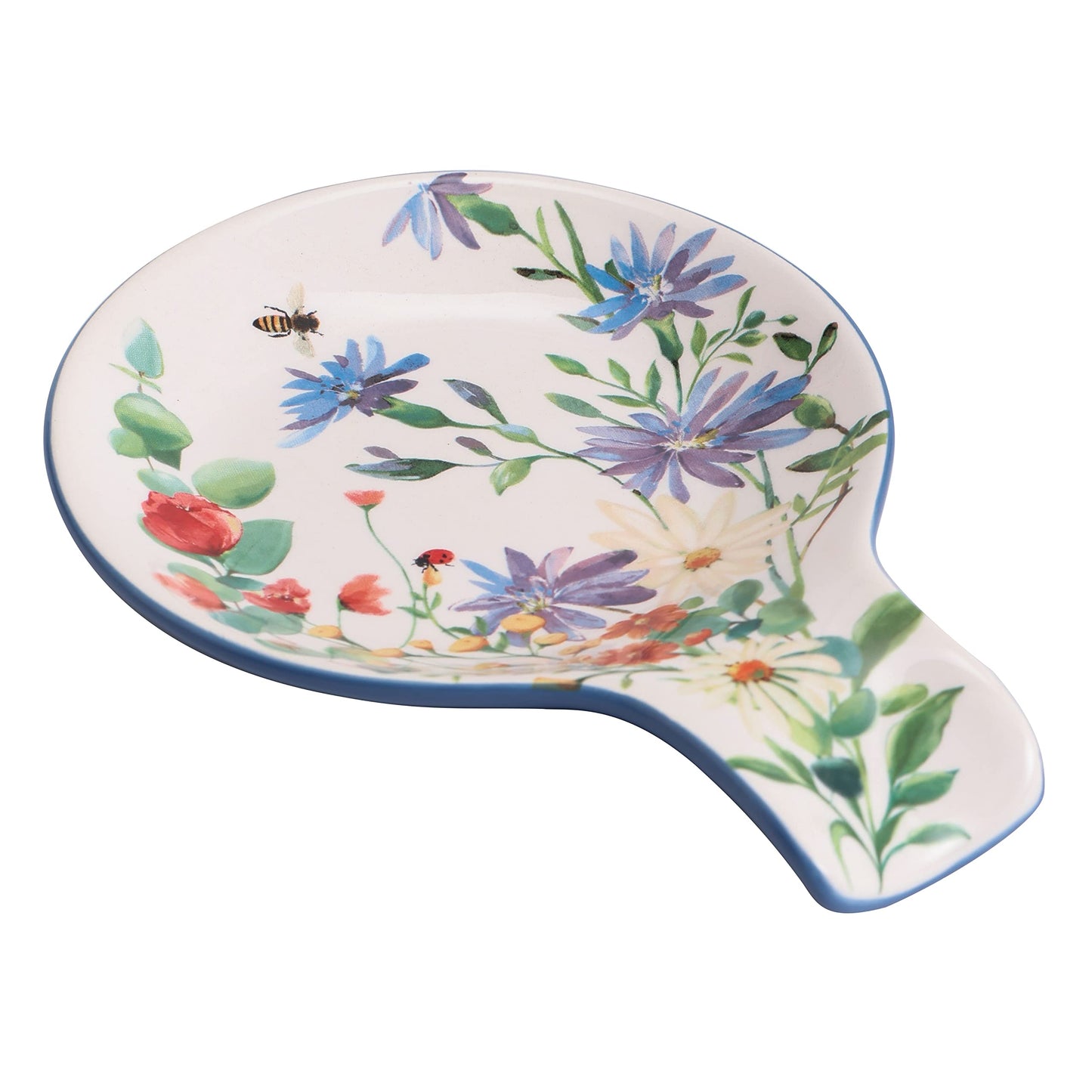 Bico Summer Provence Spoon Rest for Stove Top, Ceramic Spoon Holder for Kitchen Counter, Easy to Clean Coffee Spoon Rest Dishwasher Safe, Kitchen Cooking Utensil Rest for Ladles Spatula