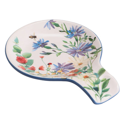Bico Summer Provence Spoon Rest for Stove Top, Ceramic Spoon Holder for Kitchen Counter, Easy to Clean Coffee Spoon Rest Dishwasher Safe, Kitchen Cooking Utensil Rest for Ladles Spatula