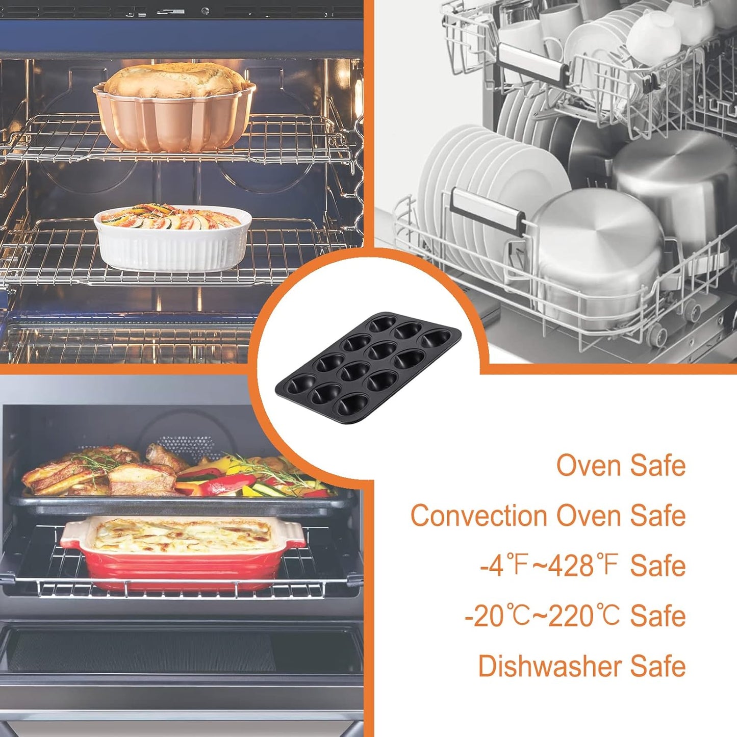 CHEFMADE Nonstick Muffin Cake Pan, 12 Cavity Chestnut-Shaped Bakeware