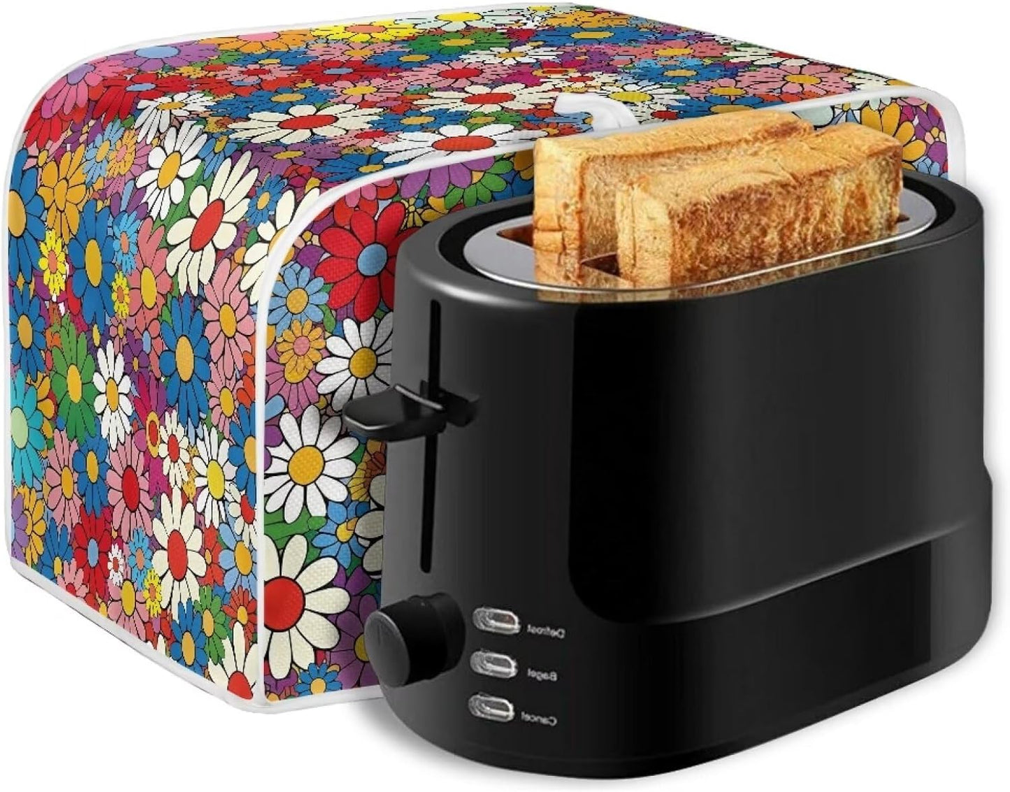 Daisy Flowers Printed Toaster Cover, 4 Slice Washable Kitchen Appliance Protector for Dust and Fingerprint