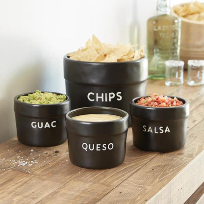 Santa Barbara Design Studio Taco Night Ceramic Serving Bowl, Small, Black for Queso