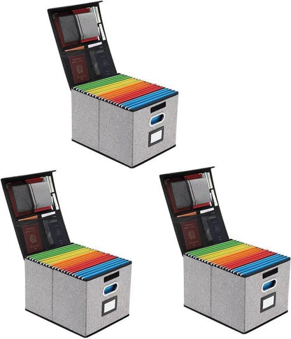 EXLIFBAG Portable File Organizer Box - Collapsible Storage Solution for Home/Office | 3 Pack