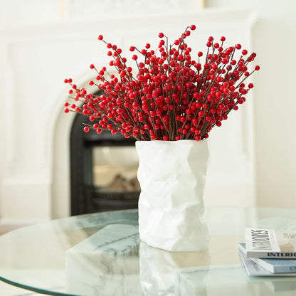 12 Pack 17'' joyhalo Red Berry Stems - Holly Berry Stems, Red Berries Christmas Decor, Red Berry Picks for Christmas
