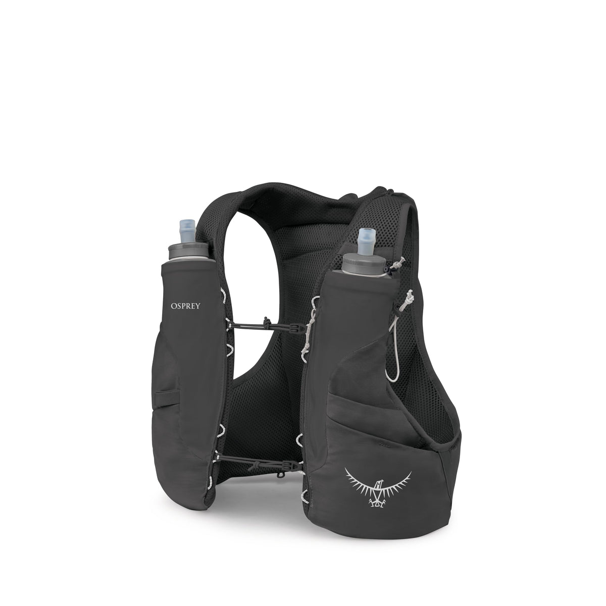 Osprey Duro 6L Men's Running Hydration Vest with Hydraulics Soft Flasks - Adjustable Water Pack with Pockets, Black, Medium