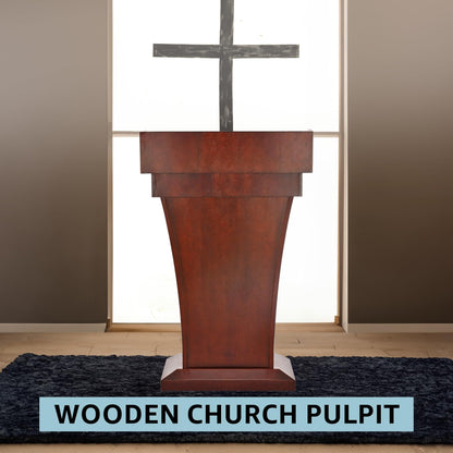 AdirOffice Church Pulpit, Wooden Podium - Height 43.33" Pulpits for Churches with Spacious Drawer (Mahogany)