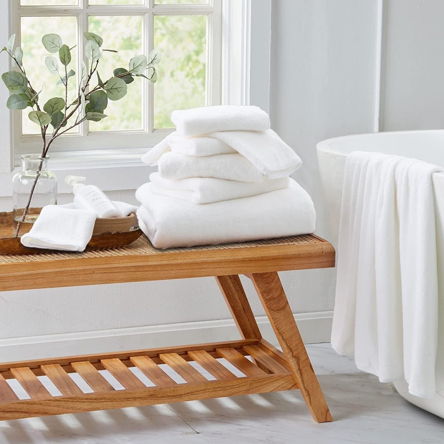 8 Set |2 Sheet,2 Towels,4 Set Piece Bathroom Towel White Oversized Large Bath Towels Hand Washcloths|Ultra Soft
