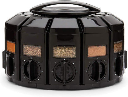 12 8.75 8.75 6 inches Kitchen Art Spice Rack Select-A-Spice Auto-Measure Carousel Compartments Black x x