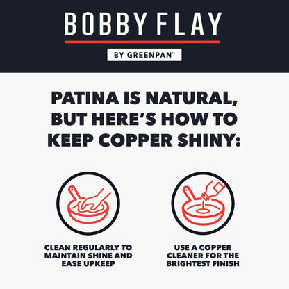 GreenPan x Bobby Flay 8 Piece Copper Clad Pots & Pans, Induction Ready Cookware, Measurement Markings, Stainless Steel Base & Interior, Oven Safe to 500˚F