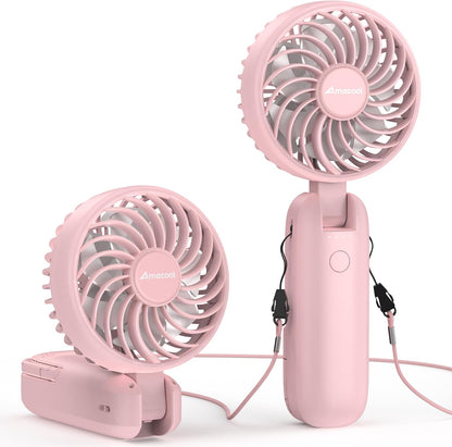 AMACOOL Portable Handheld Fan with Dual Motor, 12 Blades, Powerful 4 Speeds for Hot Flashes, Outdoor Activities