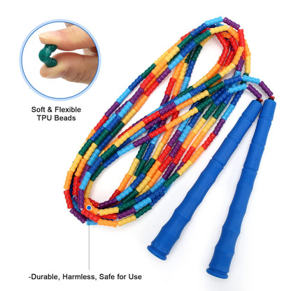 Coolrunner 16 FT Long Jump Rope(2 PACK), Double Dutch Jump Ropes, Soft Beaded Skipping for Kids Adults, Plastic Segmented Long Enough for 4-5 Jumpers