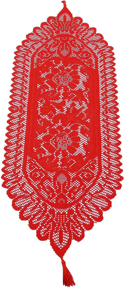 13 35 Inch mookaitedecor Lace Table Runner for Wedding Party Coffee Table Decor Red, x