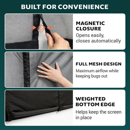 VANNCAMP Magnetic Bug Screen for Ford Transit High Roof Van 2015-2026,Sliding Door Bug Mesh Screen, Weighted Bottom Seam for Wind Resistance, Hands Free, Center Magnetic Closure