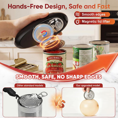 Electric Can Opener, Automatic One-Touch Hands-Free, Smooth-Edge Rechargeable Can Opener for All Can Sizes — Fast Side-Cut Opening, Safe & Easy for Seniors/Arthritis — Compact Kitchen Gadget