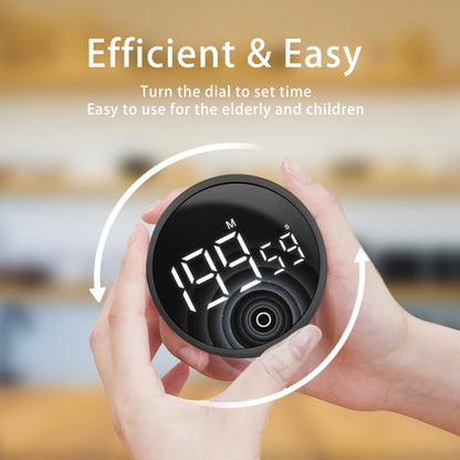 RZASL Digital Kitchen Timers, Magnetic Rotary Timer with Large LED Display, 3 Volume Levels, 0-199Min Countdown/Up, Easy Operation for Cooking, Studying, Fitness, Kids & Seniors