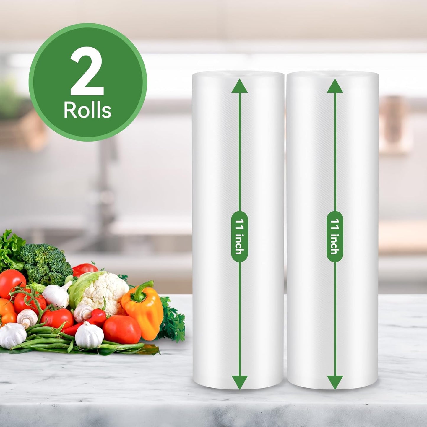 Vacuum Sealer Rolls, 2 Roll 11"×50', BPA Free for Food Bags, Commercial Grade Vacuum Storage