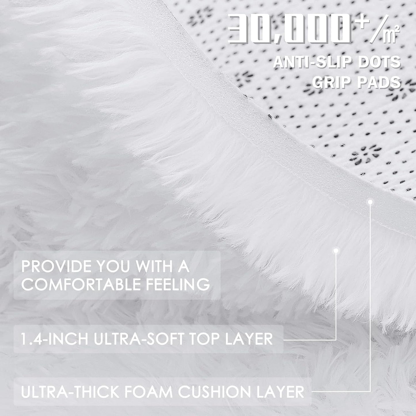 OLANLY Soft Fluffy Shaggy Area Rug - 4x5 Machine Washable Accent Rug for Bedroom & Nursery | White