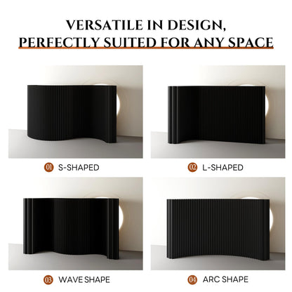 Paper Room Divider – Folding Privacy Screen & Portable Partition, Indoor Freestanding Wall for Home, Office, Clothing Store & Business Use(Black)