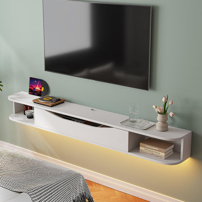 FurniNova 70'' Floating TV Stand, Modern Wall Mounted Media Console for 75 inch TV,Floating Entertainment Center with Storage,Under TV Shelf for Living Room Bedroom,White