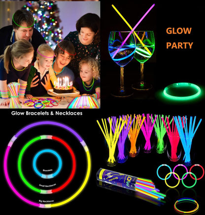 NUDALA 100 Pcs Purple Glow Sticks Bracelet Necklaces Bulk Glow in The Dark Party Supplies Easter Basket Stuffers 8” Light Stick with Connectors for Halloween Birthday Carnival
