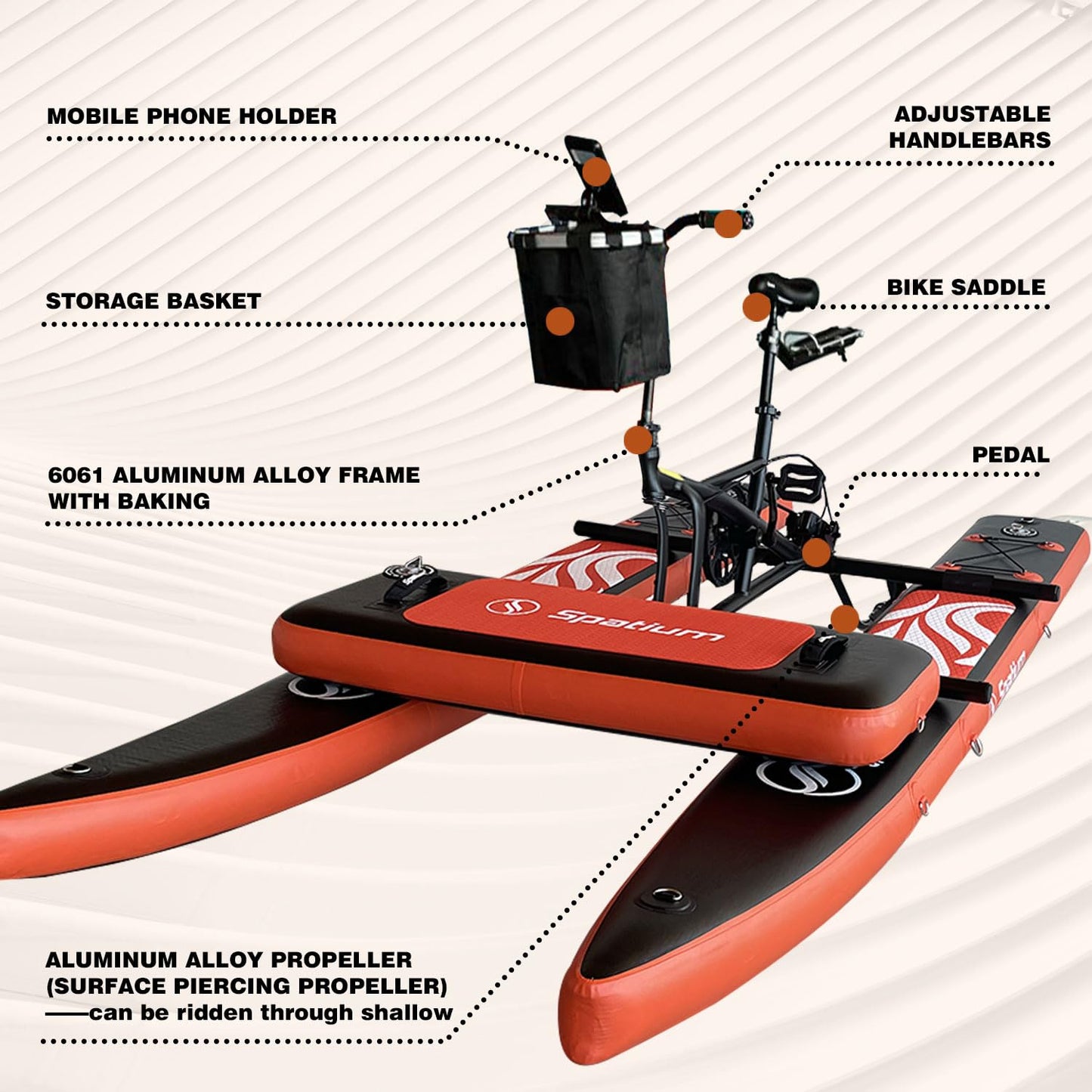 Spatium SUP Water Bike Boats for Lake Inflatable Water Bikes 2.0 Medal Pedal Boats Inflatable Fishing Boat Pedal Kayak Water Sports+Mat