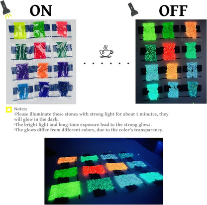 Glow in the Dark Diamond Painting Beads for Diamonds Dots Accessories, 20 Colors Square Diamond Painting Drills Flatback Rhinestones for Crafts, Bead Art Gem Art, 20000PCS