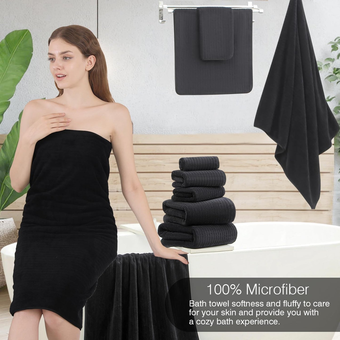 18 Set 6 Towels,6 6 Set Piece Family Bath Towel Include Bath Hand Towels and Washcloths Soft Bathroom Towel